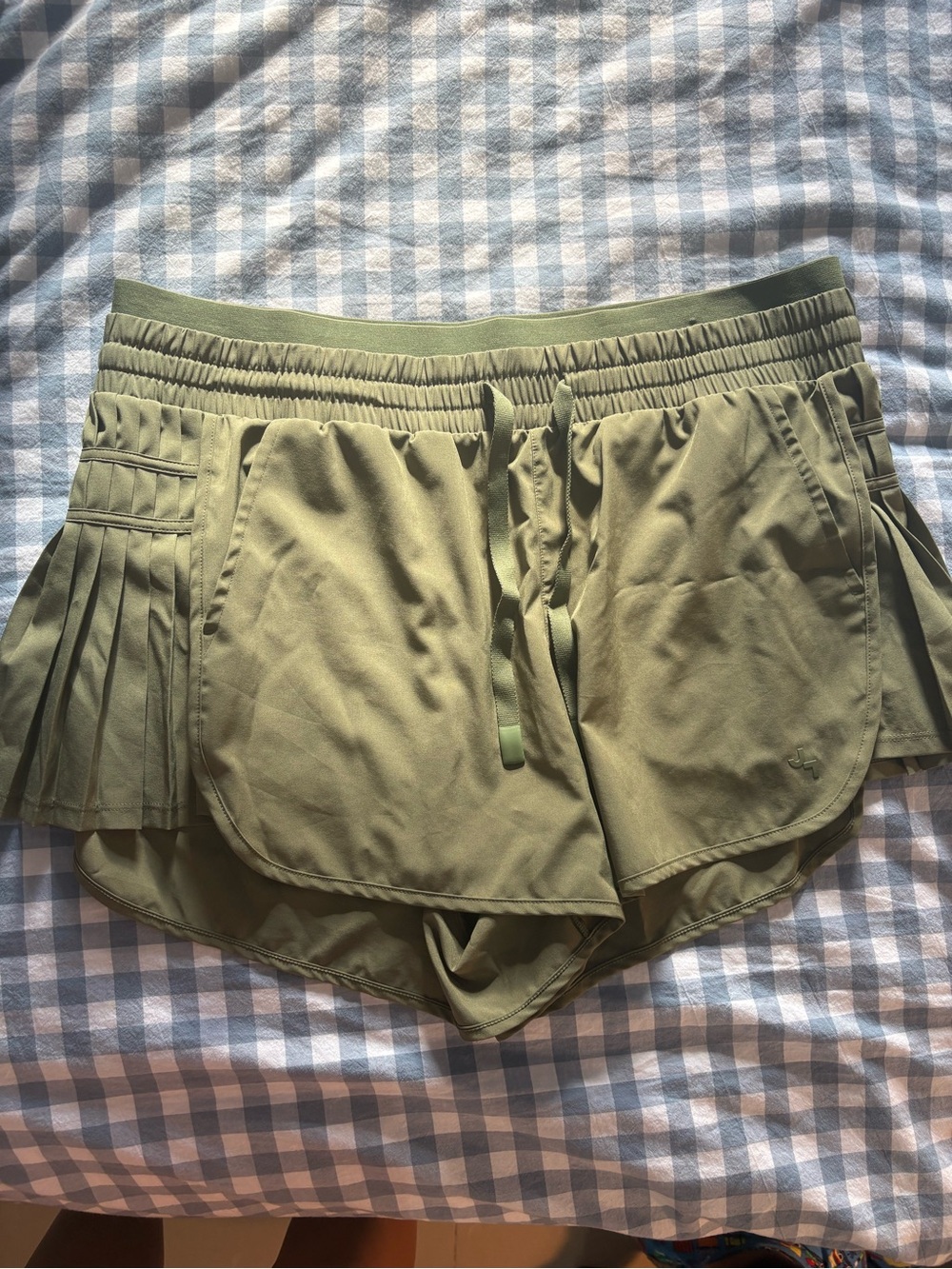 JoyLab Olive Green Athletic Shorts with Side Pleats